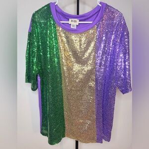 Mardi Gras
Women's BiBi ShirtSequin Tee - Green, Gold, and Purple